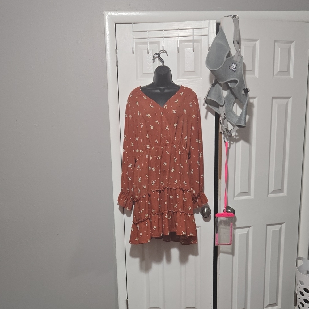 Inspired Hearts Brown Long Sleeve Dress